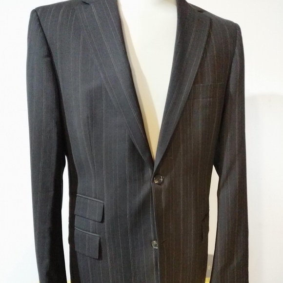 Awesome HUGO BOSS Brown Gold Pinstripe Suit sz 40R - Picture 1 of 8